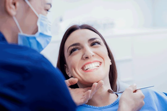 Woman smiling in dental chair 