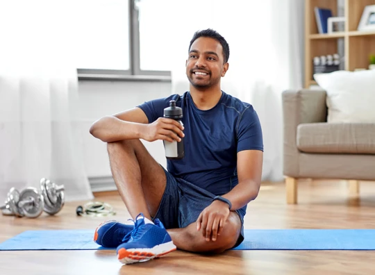 Man smiling after workout 